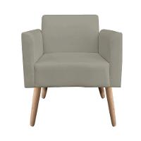 Poltrona Marisa Suede Marrom Rato Pés Palito Natural D´rossi - 1