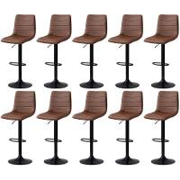 Kit 10 Banqueta Alta Estilo Estofada Com Base Giratória E Regulagem De Altura - Marrom - 1