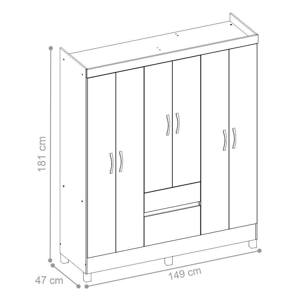 Conjunto Quarto Guarda Roupa E Comoda Forggia Branco - 6