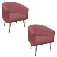 Kit 02 Poltronas Stella Linho Whisky Rosê A106 Natural - 7