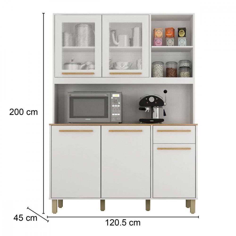 Cozinha Compacta Rubi 5 Portas 1 Gaveta Branco Com Cinamomo Valdemoveis Branco Com Cinamomo - 2