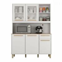 Cozinha Compacta Rubi 5 Portas 1 Gaveta Branco Com Cinamomo Valdemoveis Branco Com Cinamomo - 1