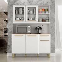 Cozinha Compacta Rubi 5 Portas 1 Gaveta Branco Com Cinamomo Valdemoveis Branco Com Cinamomo - 3