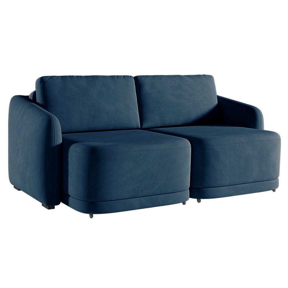 Sofá Cama Modulado Retrátil E Reclinável Varsóvia 236cm Veludo Azul Marinho G33 - Gran Belo - 6