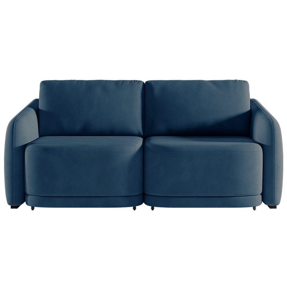 Sofá Cama Modulado Retrátil E Reclinável Varsóvia 236cm Veludo Azul Marinho G33 - Gran Belo - 7