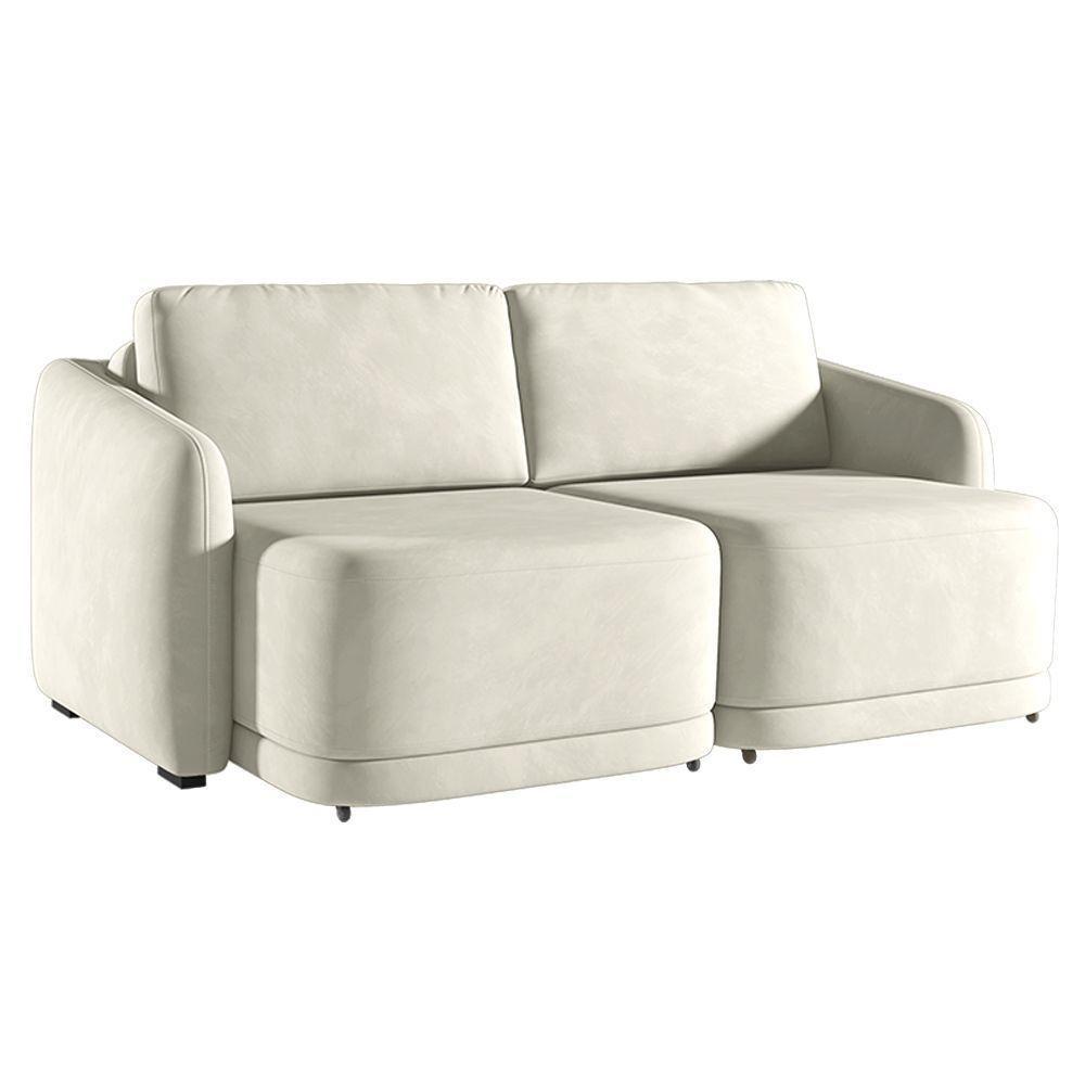 Sofá Cama Modulado Retrátil E Reclinável Decorativo Varsóvia 236cm Veludo Bege G33 - Gran Belo - 3