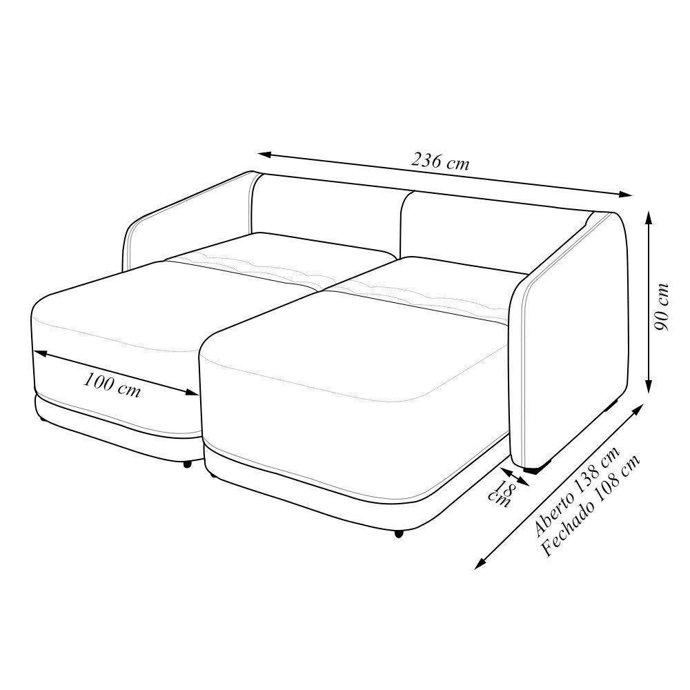 Sofá Cama Modulado Retrátil E Reclinável Decorativo Varsóvia 236cm Veludo Cinza G33 - Gran Belo - 6