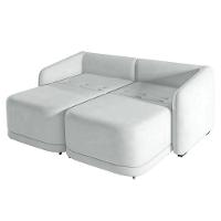Sofá Cama Modulado Retrátil E Reclinável Decorativo Varsóvia 236cm Veludo Cinza G33 - Gran Belo - 5