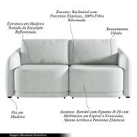 Sofá Cama Modulado Retrátil E Reclinável Decorativo Varsóvia 236cm Veludo Cinza G33 - Gran Belo - 7