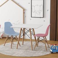 Conjunto De Mesa Madeira Infantil 68Cm Quadrado Branco 1 Cadeira Azul 1 Cadeira Rosa - 1
