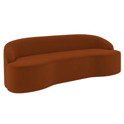 Sofá 5 Lugares Para Sala De Estar Living 300cm Theo D06 Veludo Laranja - Mpozenato