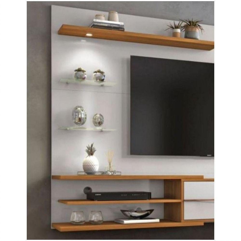 Painel Para Tv Até 60'' 1 Porta Luz De Led Nt1115 Notável Off White Com Freijo Trend - 3