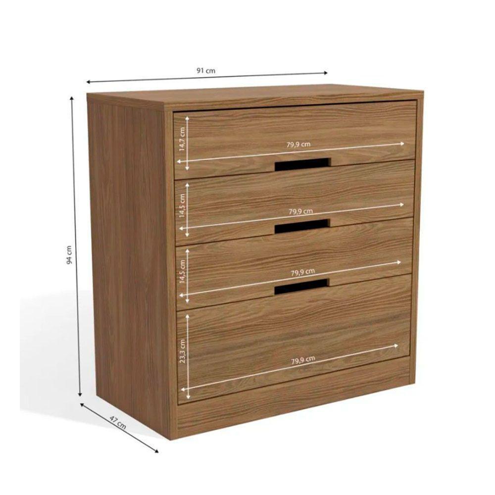 Cômoda S824 Com 4 Gavetas Em Mdp Kappesberg Nogueira - 2