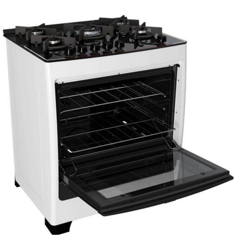 Fogão De Piso 5 Bocas Supreme Glass Mesa De Vidro Dako Branco Bivolt - 2