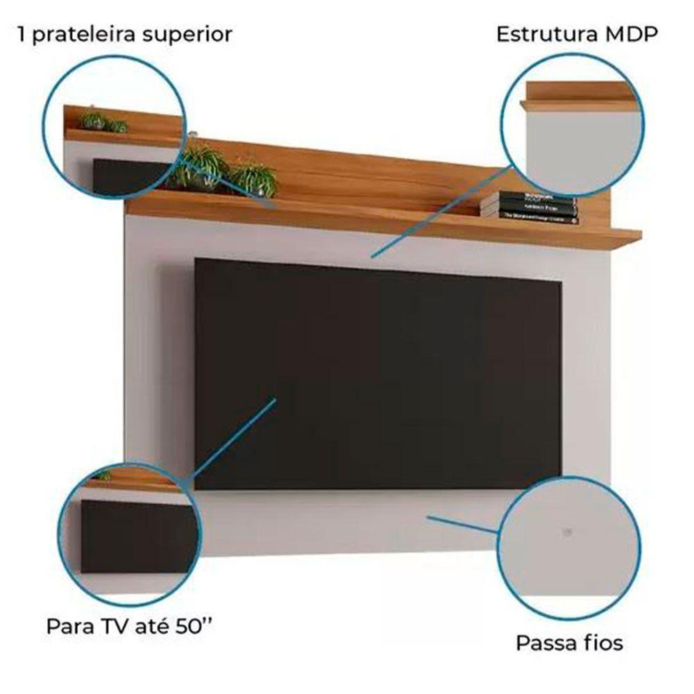 Painel 135cm Para Tv Até 50 Polegadas Nt1185 Notável Off White Com Freijo Trend - 2