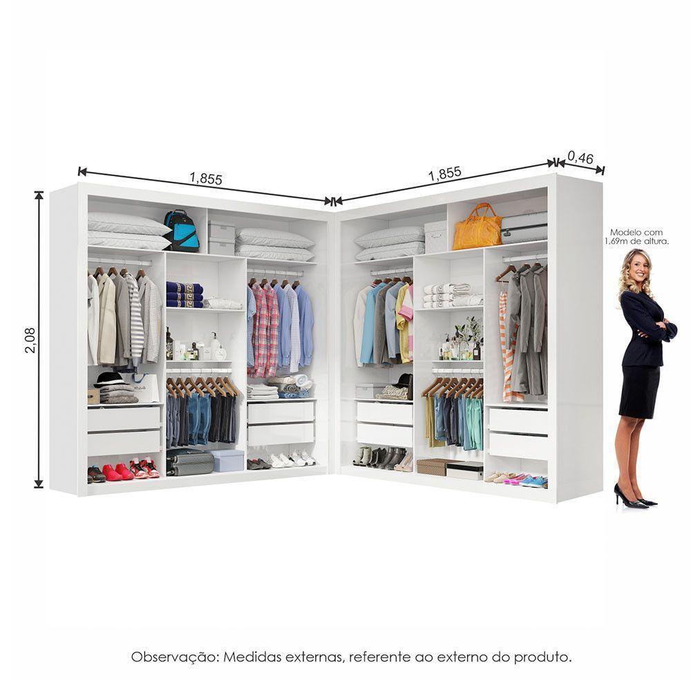 Closet Casal Premium Clarice 8 Gavetas Carioca Móveis Branco - 2