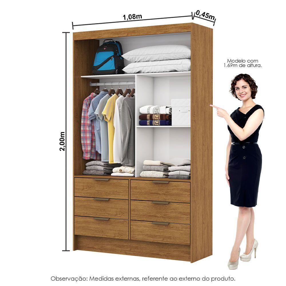 Closet De Casal Sevilha Com 6 Gavetas Carioca Móveis Freijó - 5