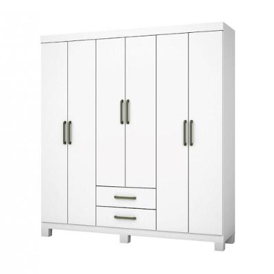 Guarda Roupa Casal A22 6 Portas 2 Gavetas Branco MDP Carioca Móveis