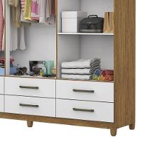 Guarda Roupa D22 6 Portas 6 Gavetas Com Pés Carioca Móveis Freijó Com Branco - 7