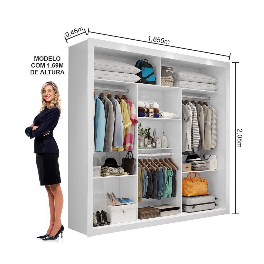 Closet Casal Clarice Sem Gavetas Carioca Móveis Branco - 3