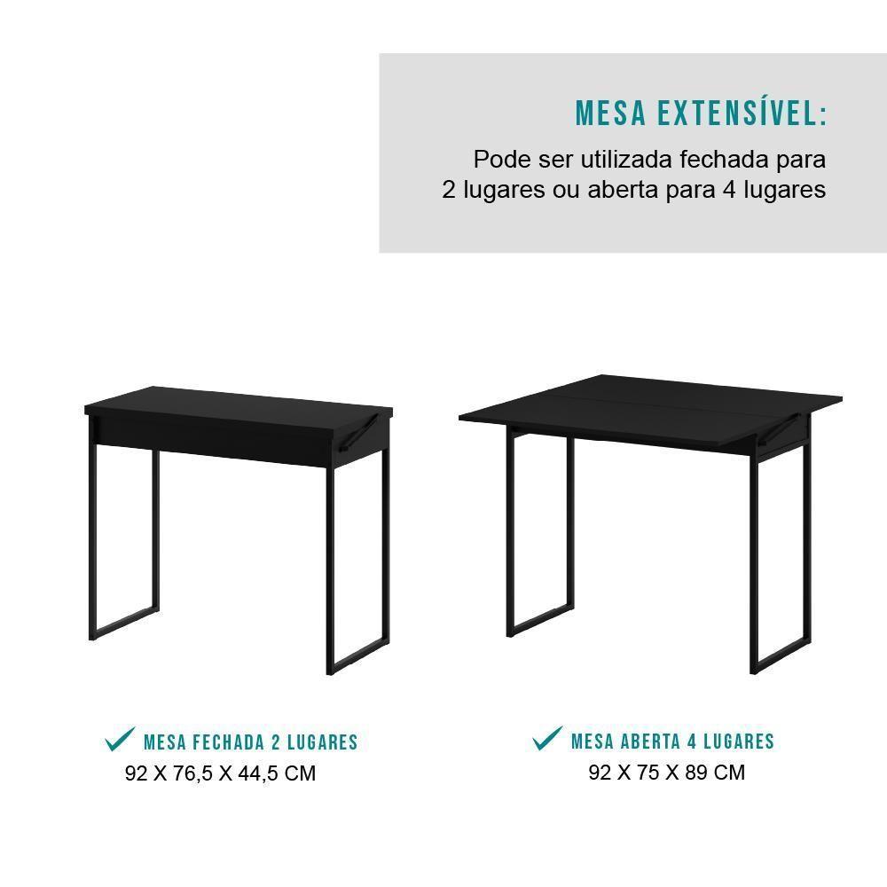 Conjunto Mesa Dobrável Com 2 Banquetas Preto Carraro - 4
