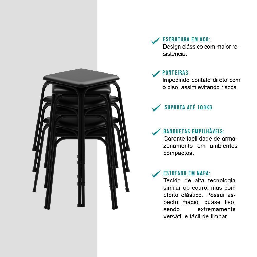 Conjunto Mesa Dobrável Com 2 Banquetas Preto Carraro - 5