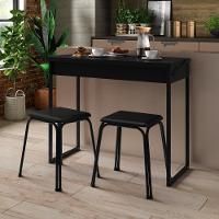 Conjunto Mesa Dobrável Com 2 Banquetas Preto Carraro - 1