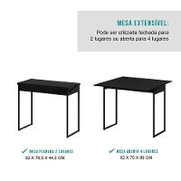 Conjunto Mesa Dobrável Com 2 Banquetas Preto Carraro
