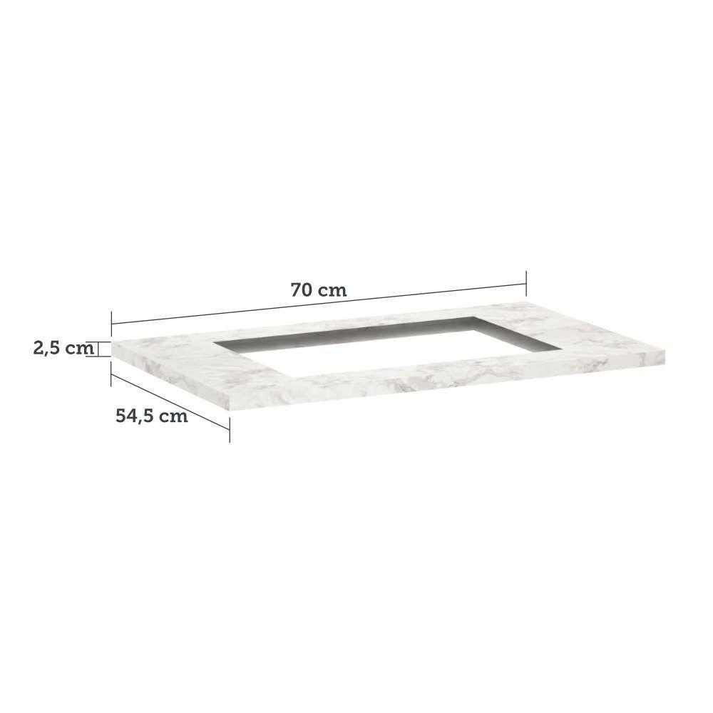 Tampo De 70cm X 54,5cm Para Cooktop 4 Bocas Com Furo De 50cm X 35cm Luciane Móveis Marmore Bp - 7