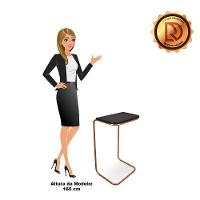 Mesa Lateral Tampo Preto Multiuso Para Sofá Base Bronze Drossi - 3