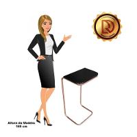 Mesa Lateral Tampo Preto Multiuso Para Sofá Base Bronze Drossi - 8