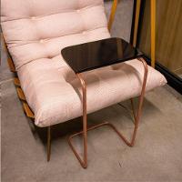 Mesa Lateral Tampo Preto Multiuso Para Sofá Base Bronze Drossi - 10