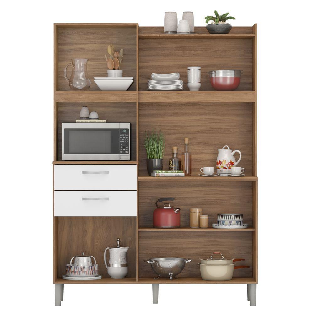 Cozinha Compacta Harmonia 6 Portas 2 Gavetas Amêndola Branco - 3
