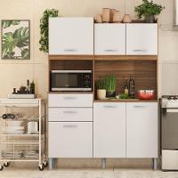 Cozinha Compacta Harmonia 6 Portas 2 Gavetas Amêndola Branco - 2