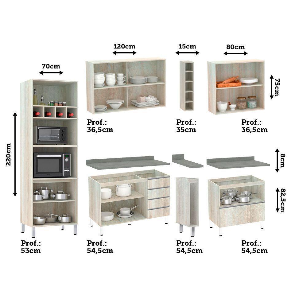 Cozinha Completa 7 Peças Com Tampo Lis Legno Crema - 4