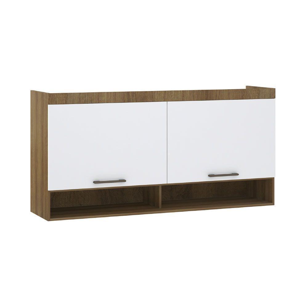 Armário Aéreo Maleiro Modulado 165cm 2 Portas Basculantes Paris Avelã Pf Com Branco Pf - 1