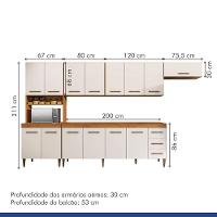 Cozinha Completa 14 Portas 3 Gavetas Atenas Kaiki Moveis Nature/off White - 15