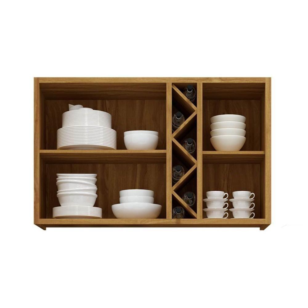 Armário Aéreo Cozinha Modulado Tempranillo 2 Portas Vidro Reflecta120cm Amendoa/Off White - Ronipa - 6