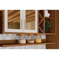 Armário Aéreo Cozinha Modulado Tempranillo 2 Portas Vidro Reflecta120cm Amendoa/Off White - Ronipa - 2