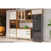 Armário Aéreo Cozinha Modulado Tempranillo 2 Portas Vidro Reflecta120cm Amendoa/Off White - Ronipa - 3