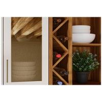 Armário Aéreo Cozinha Modulado Tempranillo 2 Portas Vidro Reflecta120cm Amendoa/Off White - Ronipa