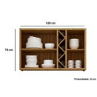 Armário Aéreo Cozinha Modulado Tempranillo 2 Portas Vidro Reflecta120cm Amendoa/Off White - Ronipa - 5