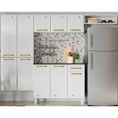 Cozinha Compacta Diamante Smart 4 Peças (2 Armários + 1 Balcão + 1 Paneleiro) Branco - Telasul