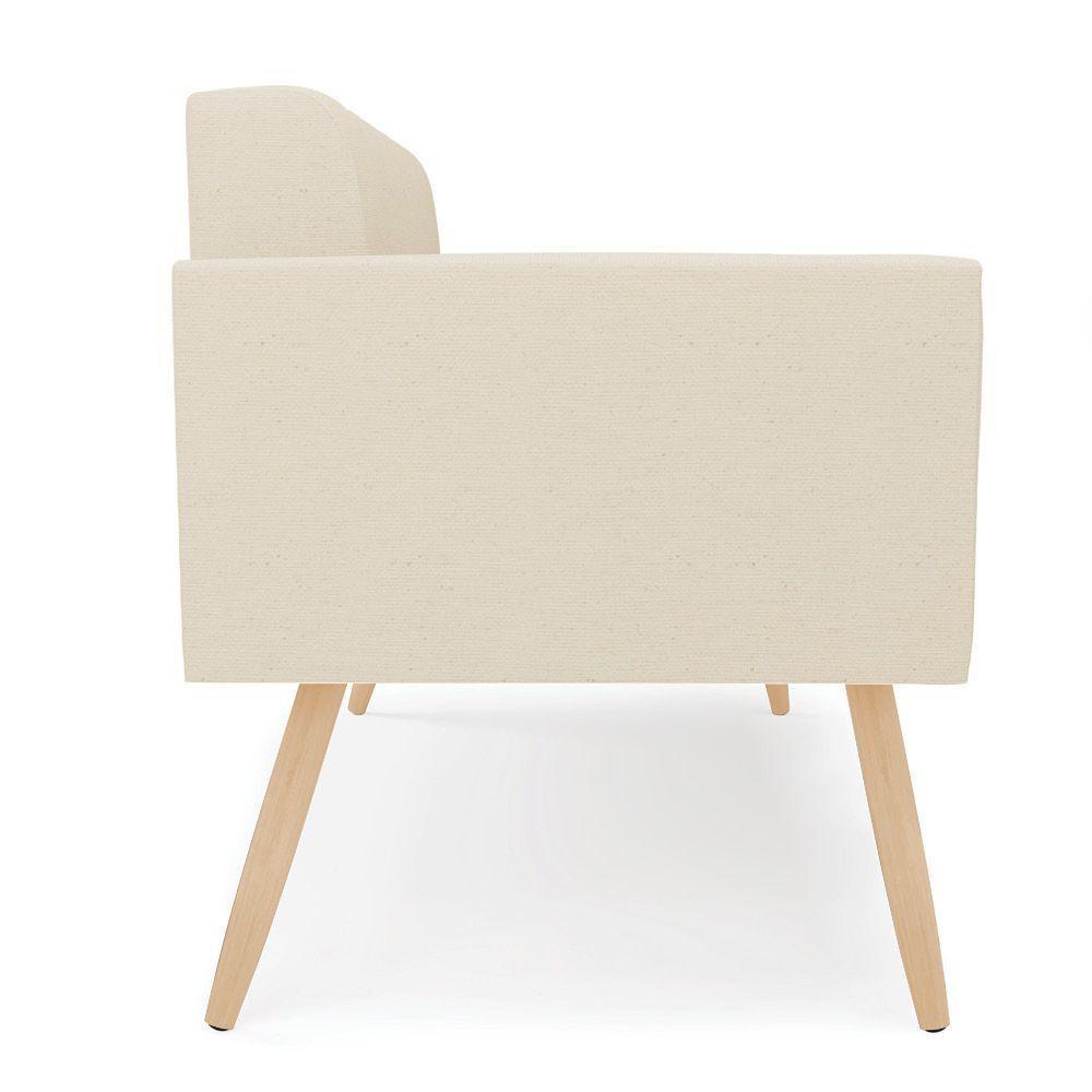 Sofá Namoradeira Elisa Linho Bege A19 Pés Palito Natural - D'rossi - 4