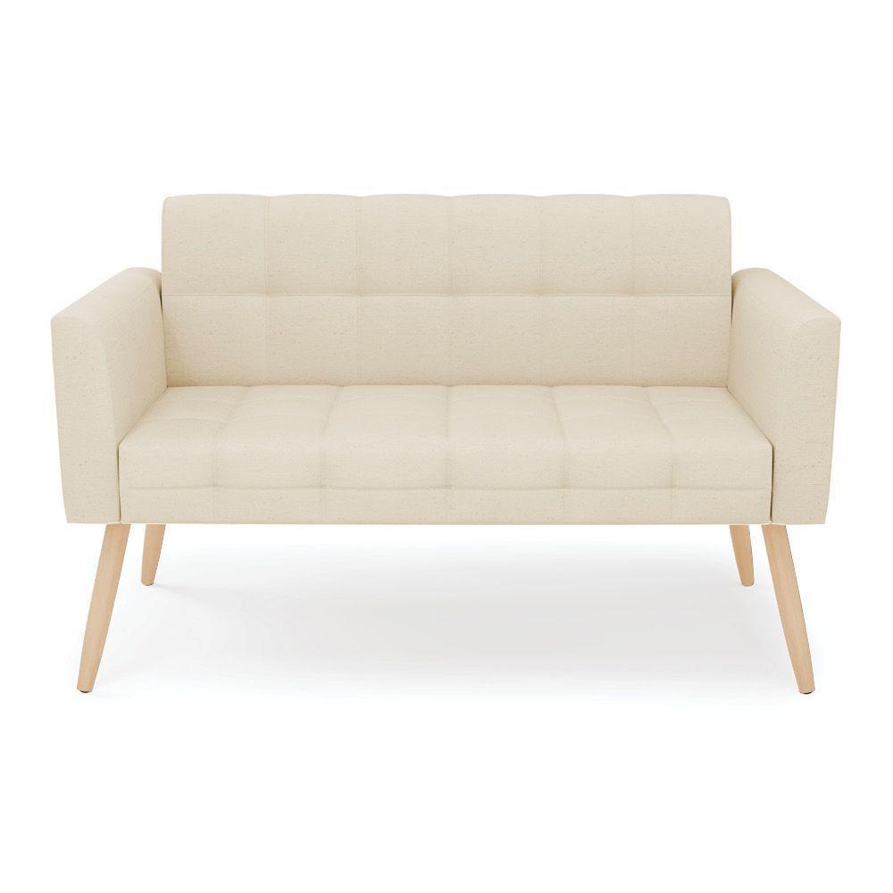 Sofá Namoradeira Elisa Linho Bege A19 Pés Palito Natural - D'rossi - 5