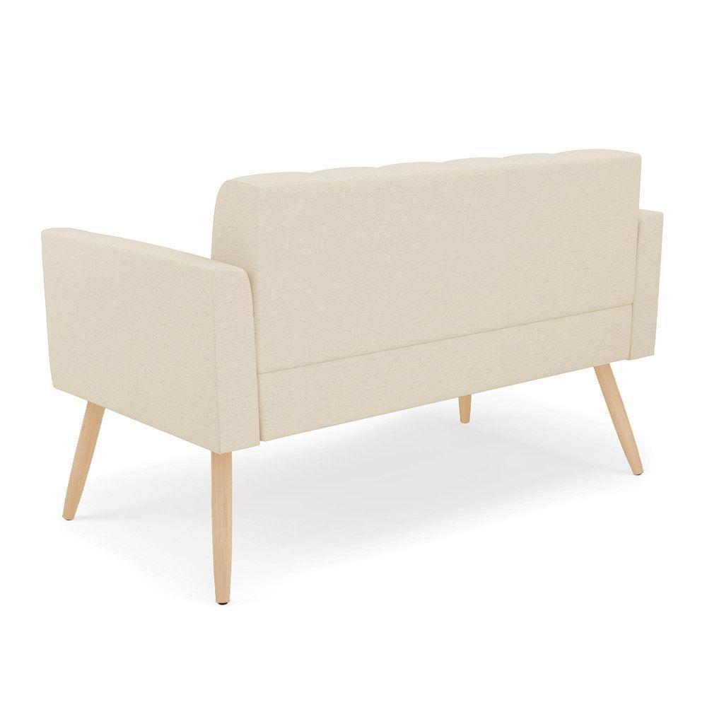 Sofá Namoradeira Elisa Linho Bege A19 Pés Palito Natural - D'rossi - 7
