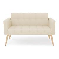 Sofá Namoradeira Elisa Linho Bege A19 Pés Palito Natural - D'rossi - 5