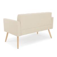 Sofá Namoradeira Elisa Linho Bege A19 Pés Palito Natural - D'rossi - 7