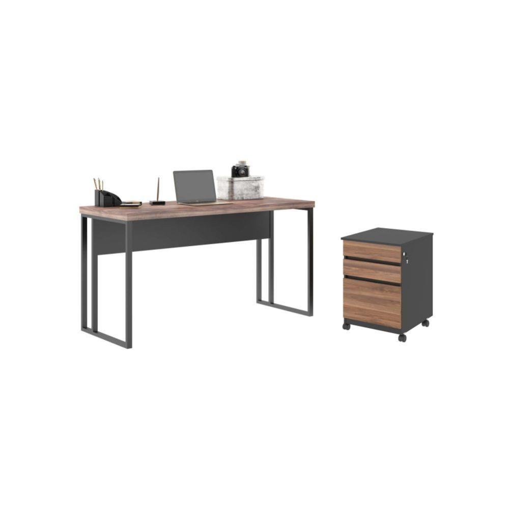 Mesa 1200 Com Gaveteiro Formosa Noce Preto - 1