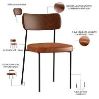 Kit 06 Cadeira Para Sala De Jantar Melina L02 Marrom Camel - 6